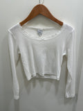 Jax Heart Pointelle Long Sleeve with Lace- White