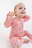 Lemon Gingham Zipper Romper
