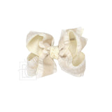 Double Ruffle/ Grosgrain Layered Hair Bow: Taupe / 5.5" Huge