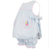 Light Blue Knit Gingham Sleeveless Bloomer Set