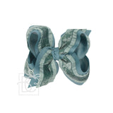 Double Ruffle/ Grosgrain Layered Hair Bow: Taupe / 4.5" Large