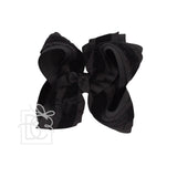 Double Ruffle/ Grosgrain Layered Hair Bow: Taupe / 5.5" Huge
