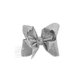 Glitter Metallic Bow on Clip: 5.5" Huge - 2.5" Ribbon on Alligator Clip - Various Colors
