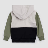 Cement Color Block Hooded Sweatshirt