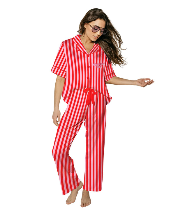 Women's Silky Short Sleeve Pant Set - Christmas Club