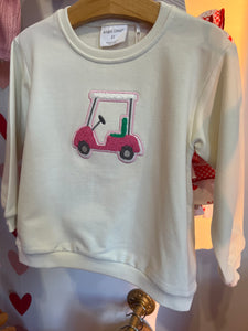 Golf Cart Oversize Sweatshirt w/ Aplique - Pink