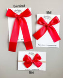 Red Satin Ribbon Ballerina Bow - Mini Bow on Nylon