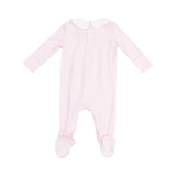 Stripe Classic Pink Smocked Peter Pan Footie