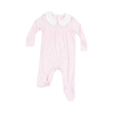 Stripe Classic Pink Smocked Peter Pan Footie