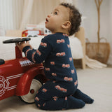 Fire Truck Print on Navy Blue Convertible Sleeper