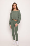 Cotton Jersey Cropped Pullover - Irish Moss