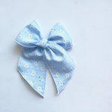 Vintage Blue Seersucker Daisy Elle Bow