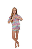 Kids Silky Short Sleeve Short Set -  It's My Party