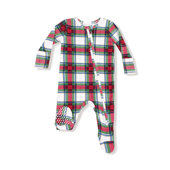 Holiday Plaid 2-Way Zipper Footie