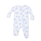 Puppy Toile Blue - 2 Way Zipper Footie