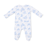 Puppy Toile Blue - 2 Way Zipper Footie