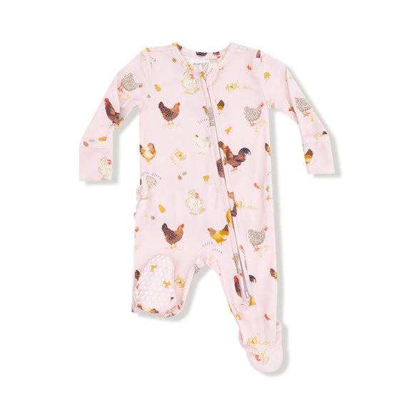 Collector Chickens - Pink - 2 Way Ruffle Zipper Footie