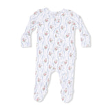 Heirloom Rose Stripe - 2 Way Ruffle Back Zipper Footie