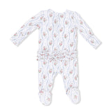 Heirloom Rose Stripe - 2 Way Ruffle Back Zipper Footie