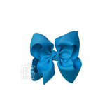 SIGNATURE GROSGRAIN BOW ON CLIP: 5.5" Huge - 2.25" Ribbon on Alligator Clip / BLUE MAGIC