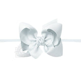 1/4" Nylon Pantyhose Headband w/ Signature Grosgrain Bow: 4.5" Large - Various Colors