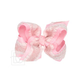 Double Ruffle/ Grosgrain Layered Hair Bow: Oatmeal / 4.5" Large