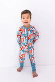 Blue Fur-Ever Valentine Zipper Romper