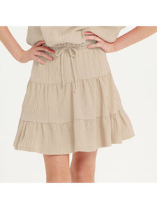 Crinkle Texture Tiered Skirt