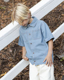 Denim Short Sleeve Overshirt - Washed Blue