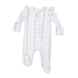 Antoinette Stripe - 2 Way Ruffle Sleeve Zipper Footie