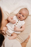 Cloud Muslin Bubble Romper - White