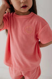 Short Sleeve Cotton Terry Set - Strawberry Ice