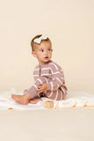 Knit Long Sleeve Onesie - Mauve Stripe