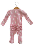 Organic Waffle Pajama - Pink Christmas Trees