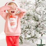 Merry and Bright Santa Sweatshirt - Pink