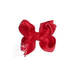 Double Ruffle/ Grosgrain Layered Hair Bow: White / 4.5" Large