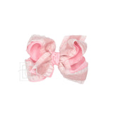 Double Ruffle/ Grosgrain Layered Hair Bow: Taupe / 5.5" Huge
