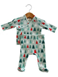 Organic Waffle Kimono & Pant Set - Festive Firs