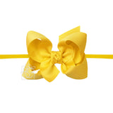 1/4" Nylon Pantyhose Headband w/ Signature Grosgrain Bow: 4.5" Large - Various Colors