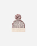 Beanie - Black Cherry Stripe