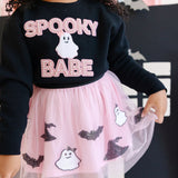 Spooky Babe Patch Halloween Sweatshirt - Girl