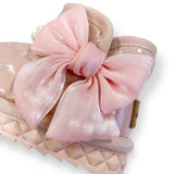 Pearl Strap Quilted Boots-Pink