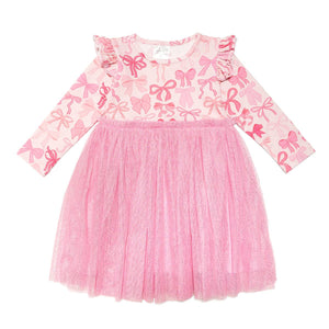 Coquette Bow Long Sleeve Tutu Dress