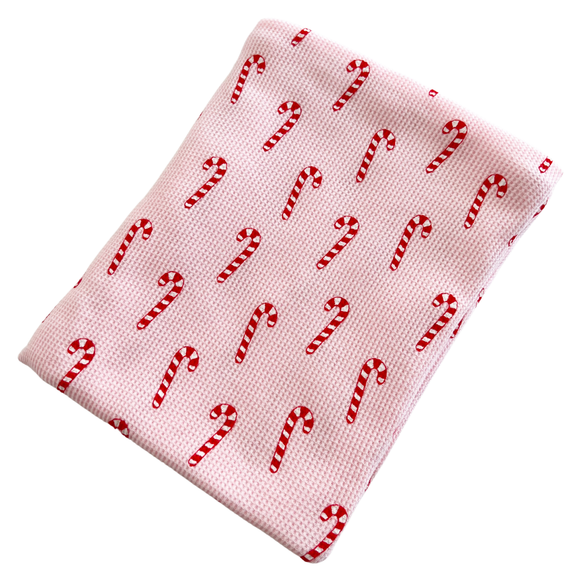 Organic Cotton Waffle Swaddle - Pink Candy Cane