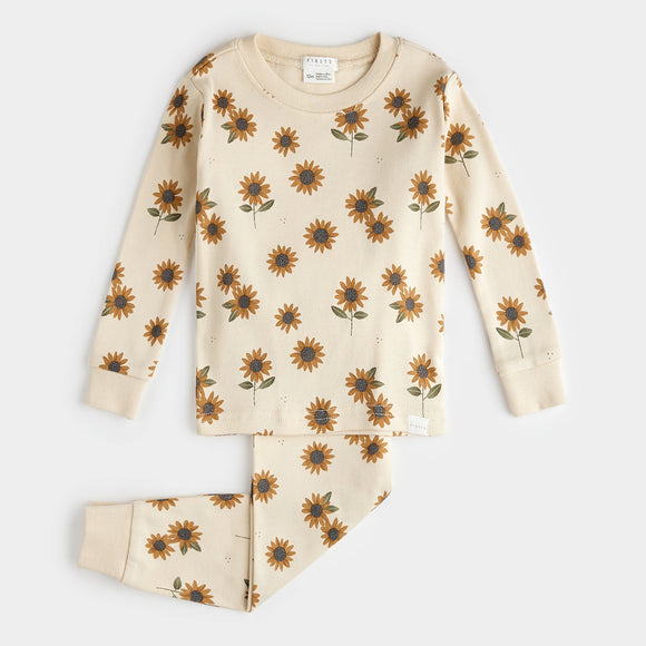 Sunflower Print on Antique White PJ Set