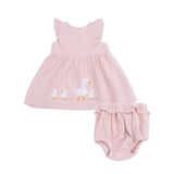Lotus Flower Ducklings Ruffle Sleeve Dress And Bloomer - Girls