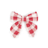 Red Gingham Bow Clip - Kids Hair Bows