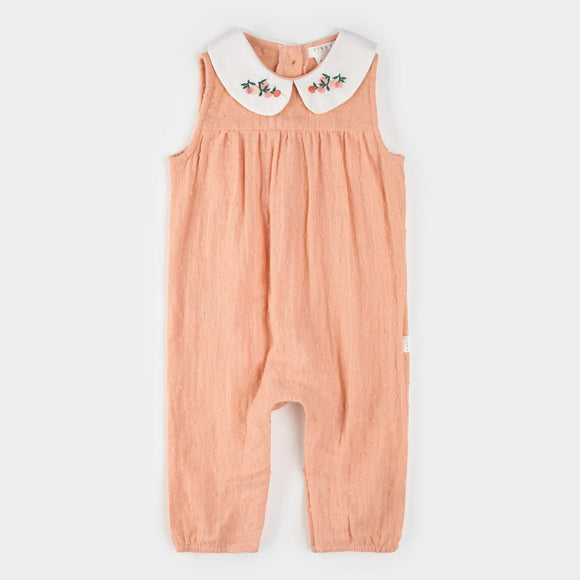 Dotted Double Gauze Jumpsuit - Papaya