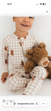 Teddy Gingham Zipper Romper