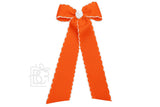 Moonstitch Two Tone Flat Bow Streamer (Orange & White): 3.5" Medium - 7/8" Ribbon on Alligator Clip